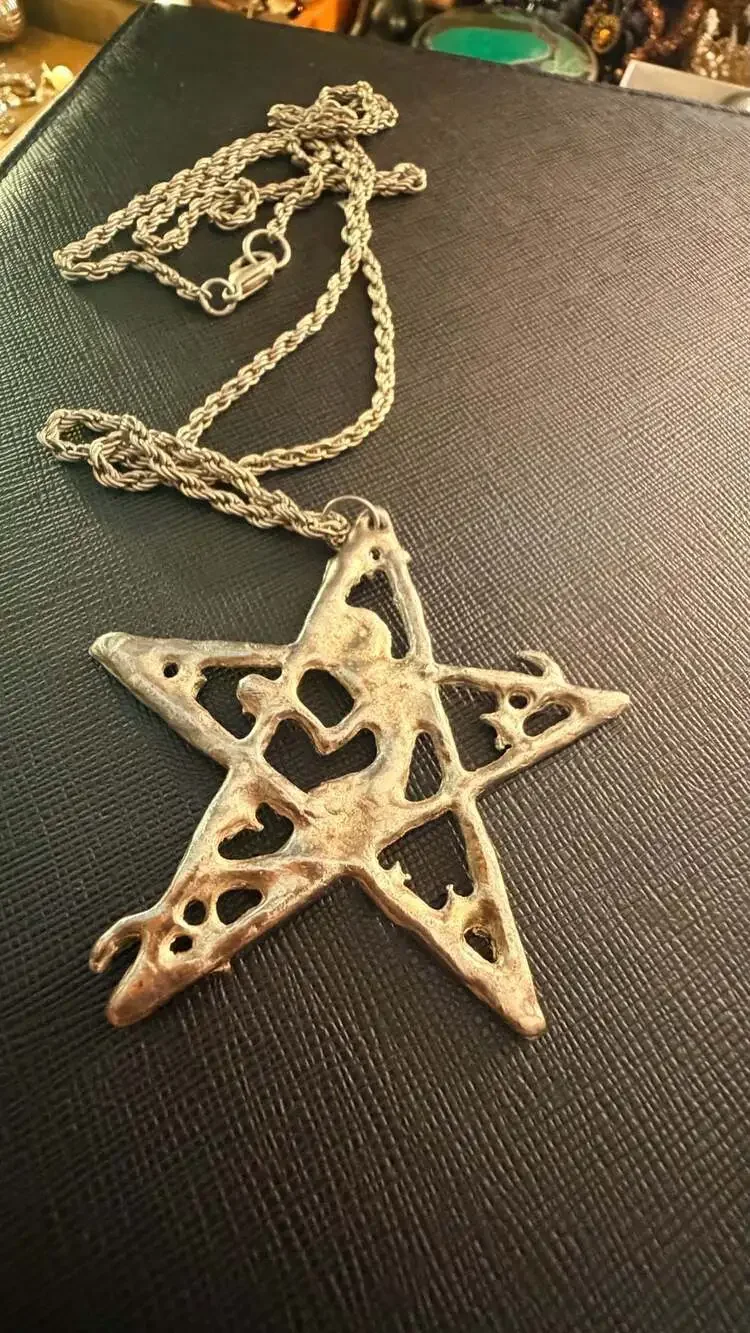 Vintage Style Art Nouveau Fairy or Goddess Pentagram Pendant Necklace